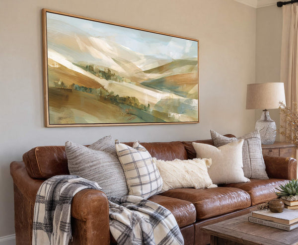 Canvas wall art in interior setting.