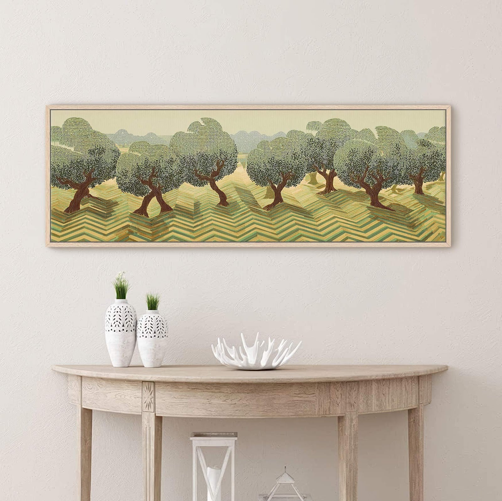 Canvas wall art in interior setting.