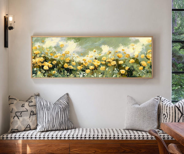 Canvas wall art in interior setting.