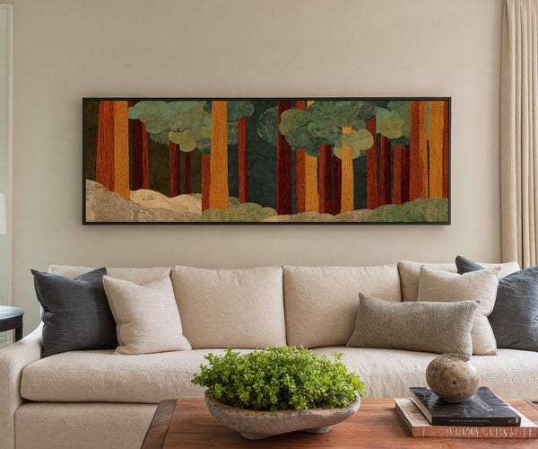 Canvas wall art in interior setting.