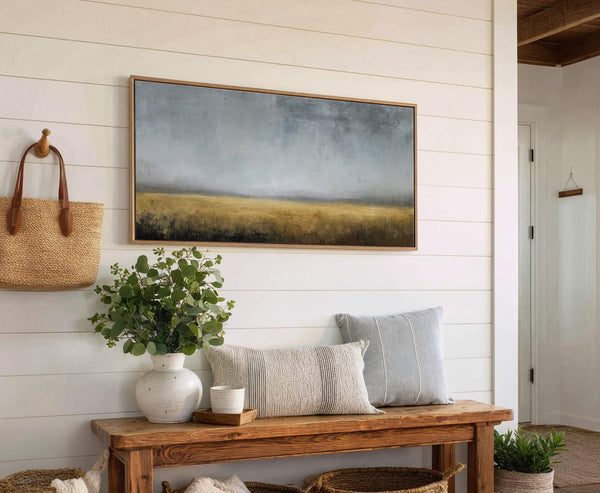 Canvas wall art in interior setting.