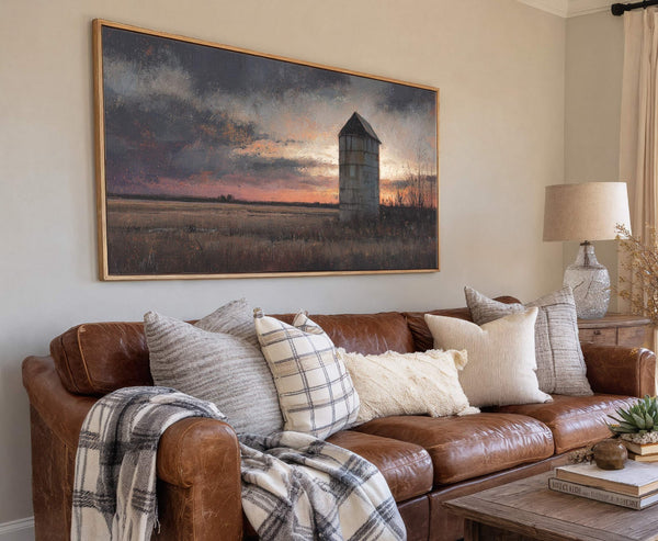 Canvas wall art in interior setting.