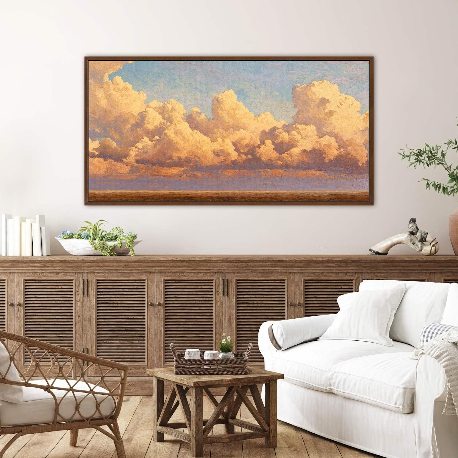 Canvas wall art in interior setting.