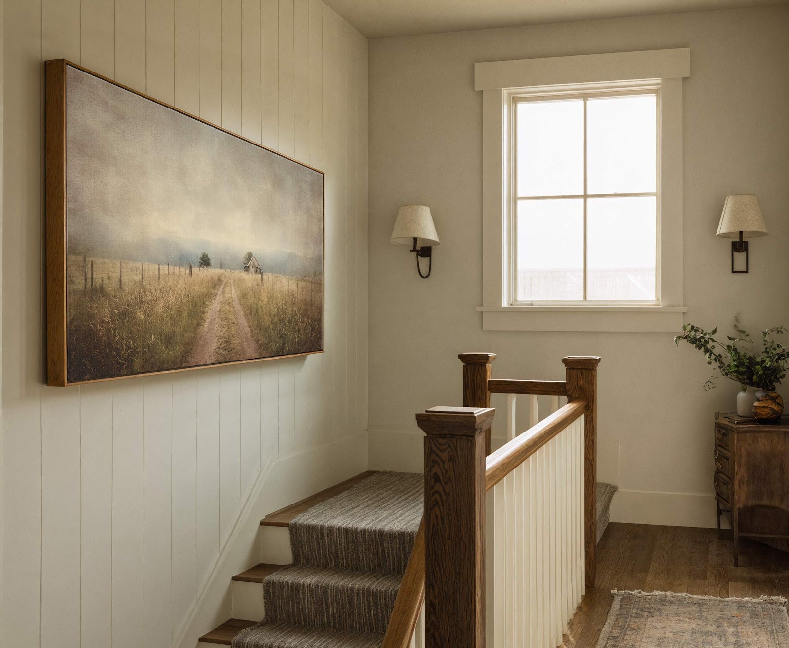 Canvas wall art in interior setting.