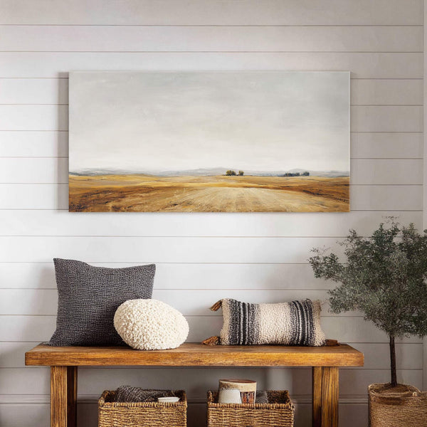 Canvas wall art in interior setting.