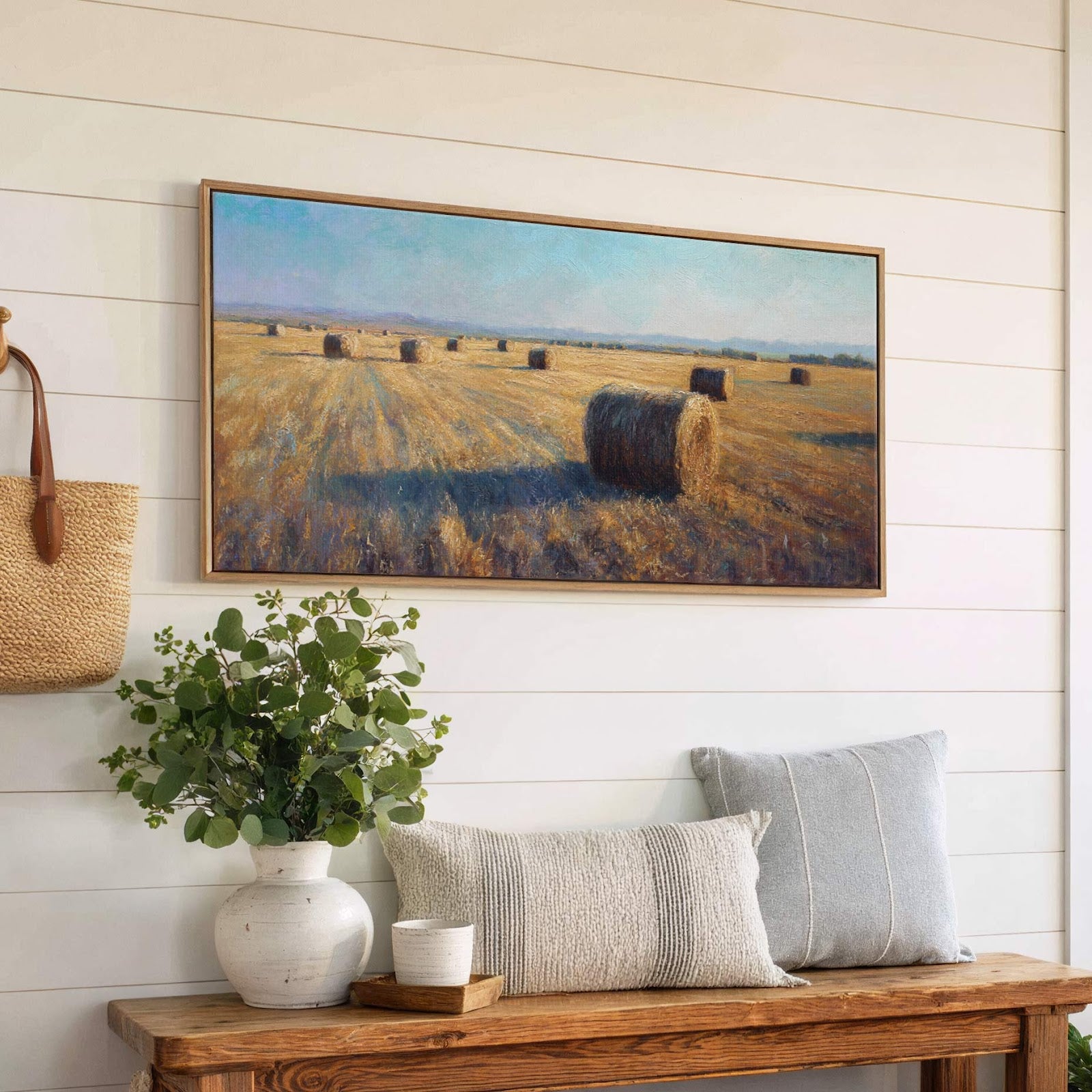 Canvas wall art in interior setting.