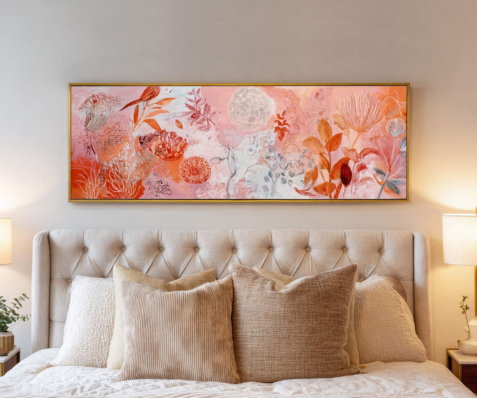 Canvas wall art in interior setting.