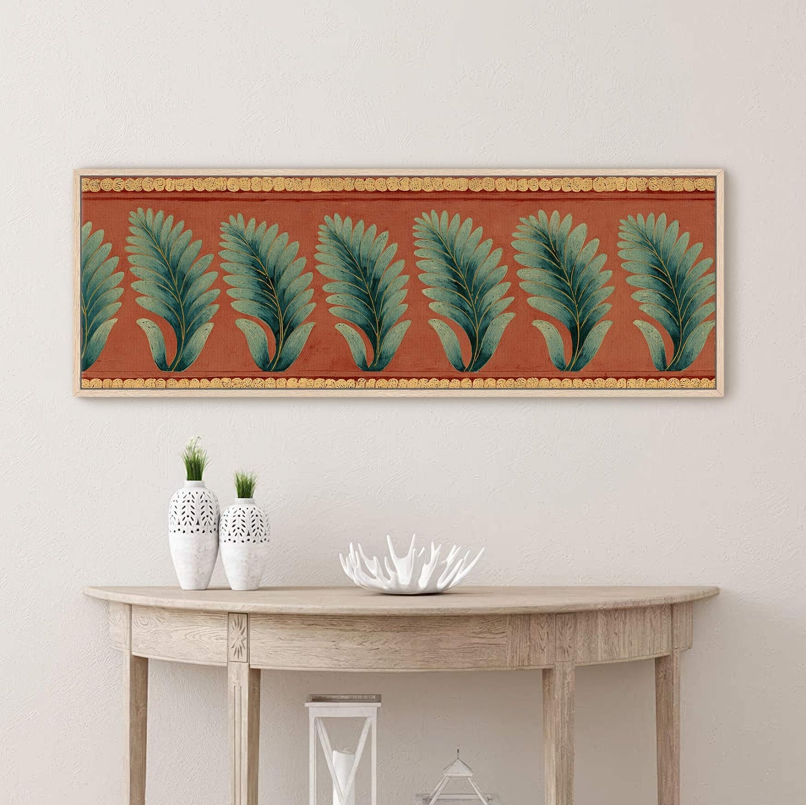 Canvas wall art in interior setting.