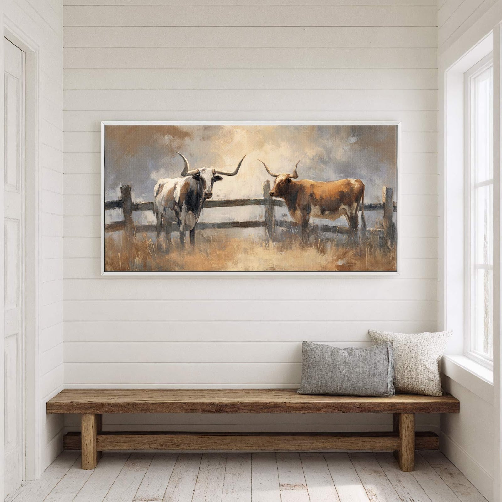 Canvas wall art in interior setting.