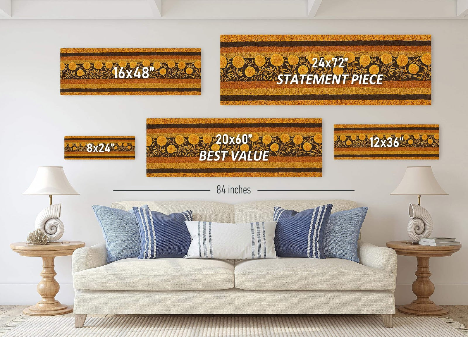 Canvas wall art in interior setting.