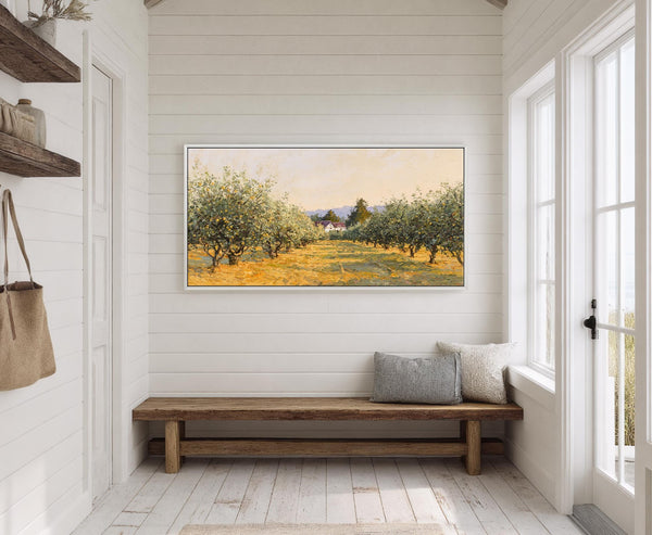 Canvas wall art in interior setting.