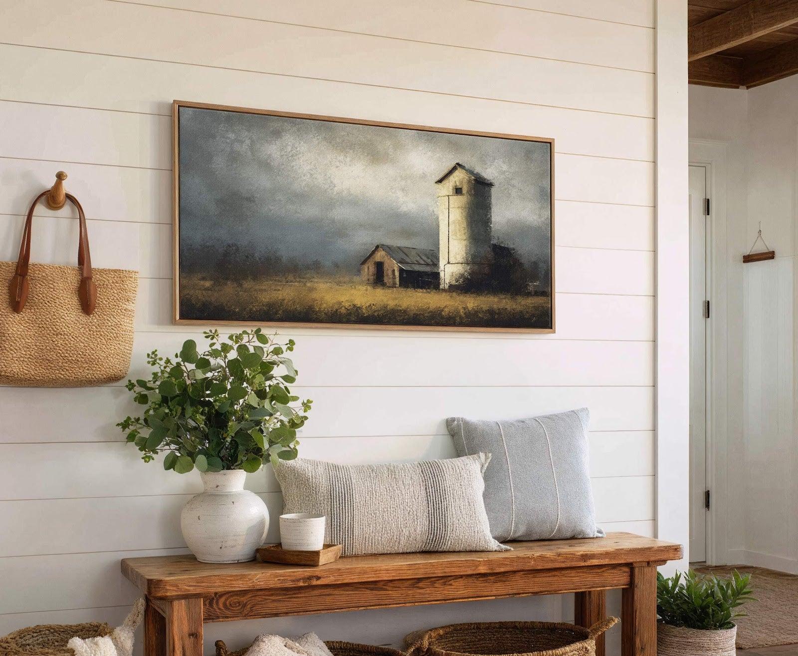 Canvas wall art in interior setting.
