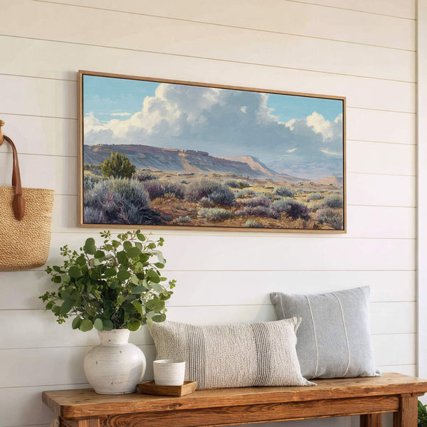 Canvas wall art in interior setting.