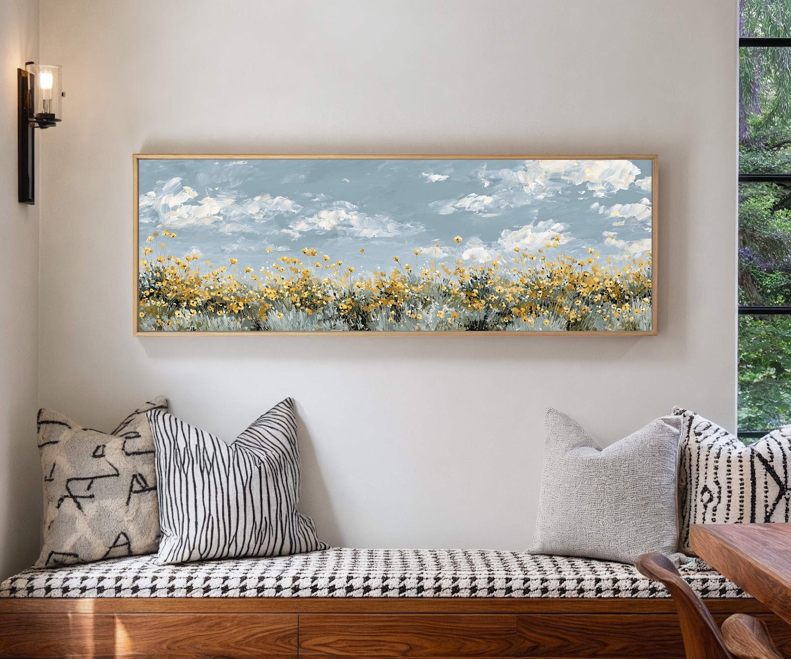 Canvas wall art in interior setting.