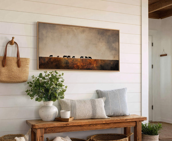Canvas wall art in interior setting.