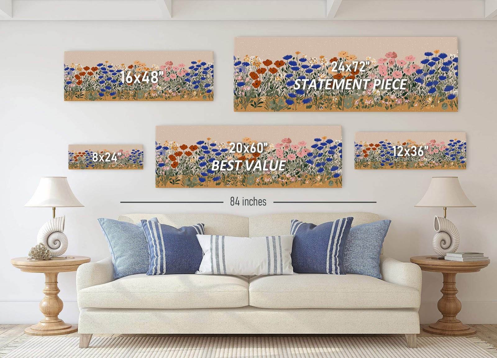 Canvas wall art in interior setting.