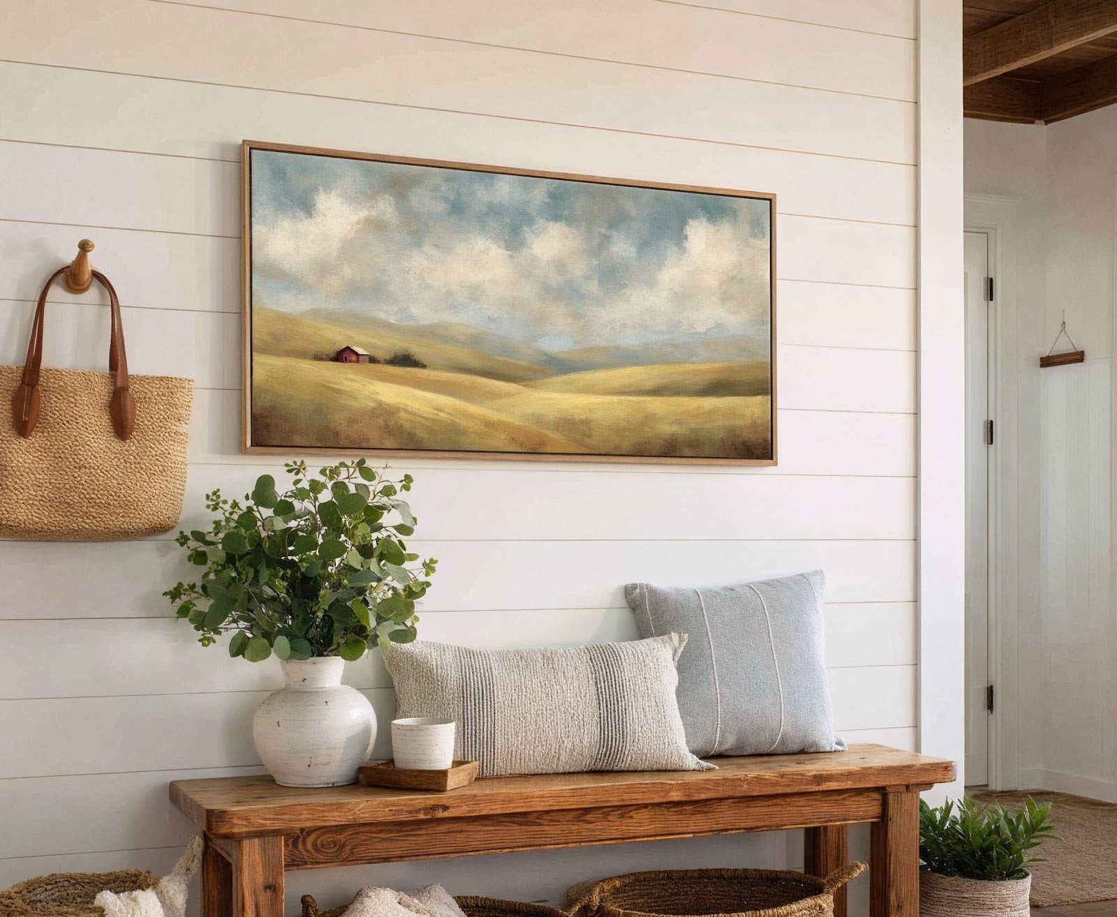 Canvas wall art in interior setting.