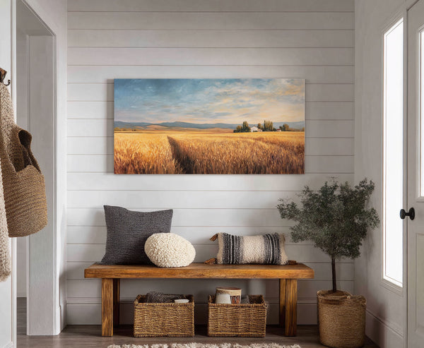 Canvas wall art in interior setting.