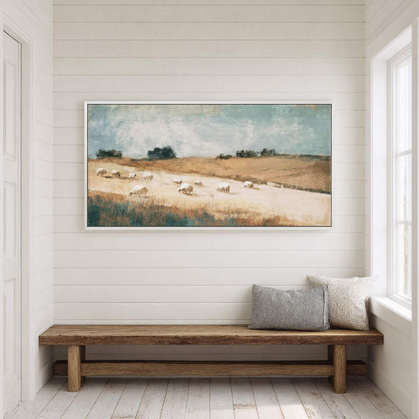 Canvas wall art in interior setting.