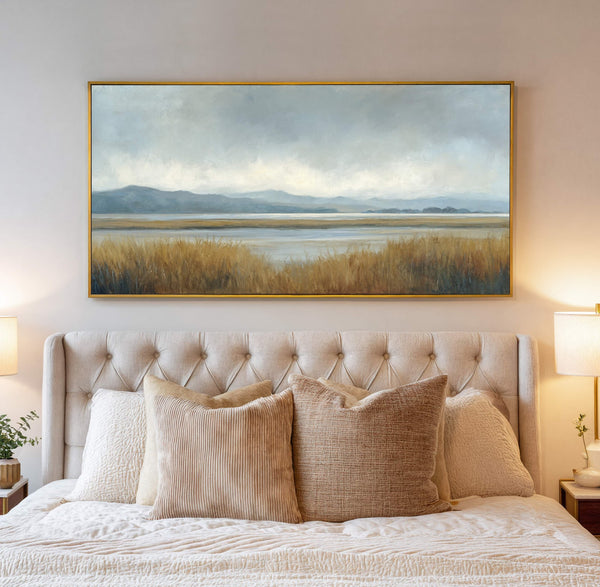 Canvas wall art in interior setting.