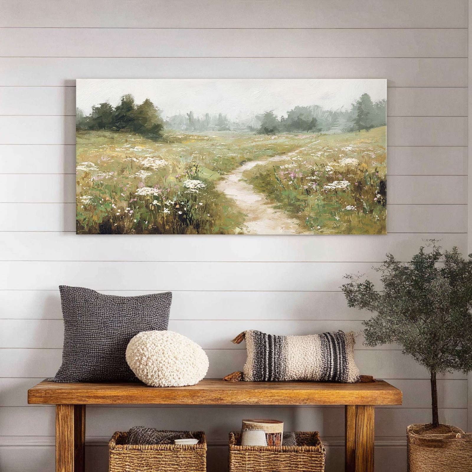 Canvas wall art in interior setting.