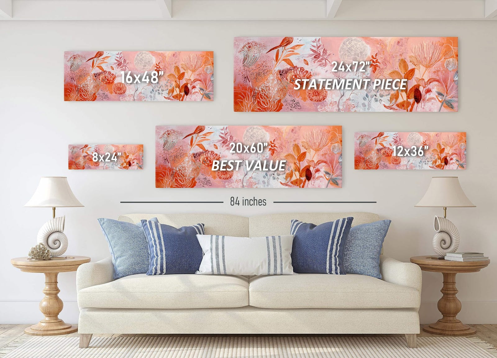 Canvas wall art in interior setting.