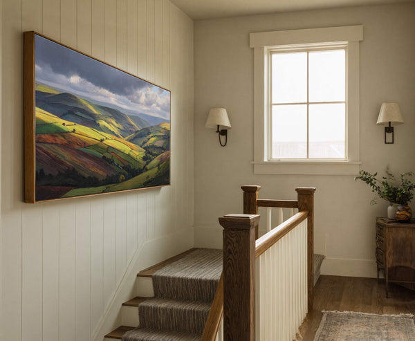 Canvas wall art in interior setting.