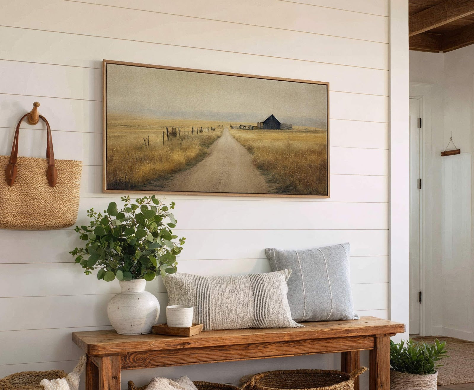 Canvas wall art in interior setting.