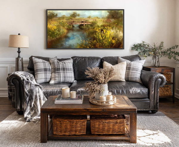Canvas wall art in interior setting.