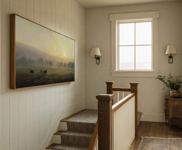 Canvas wall art in interior setting.