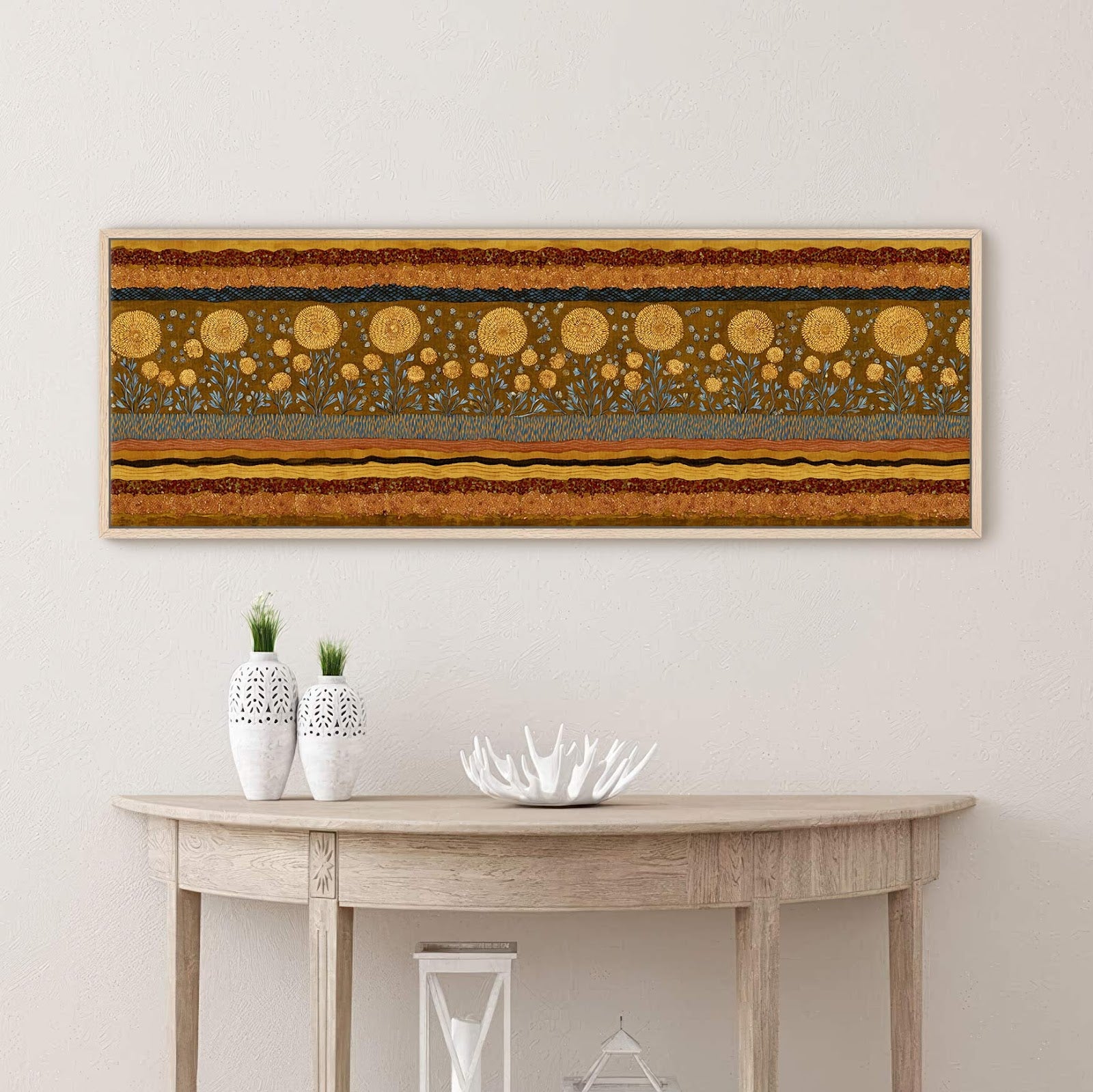 Canvas wall art in interior setting.