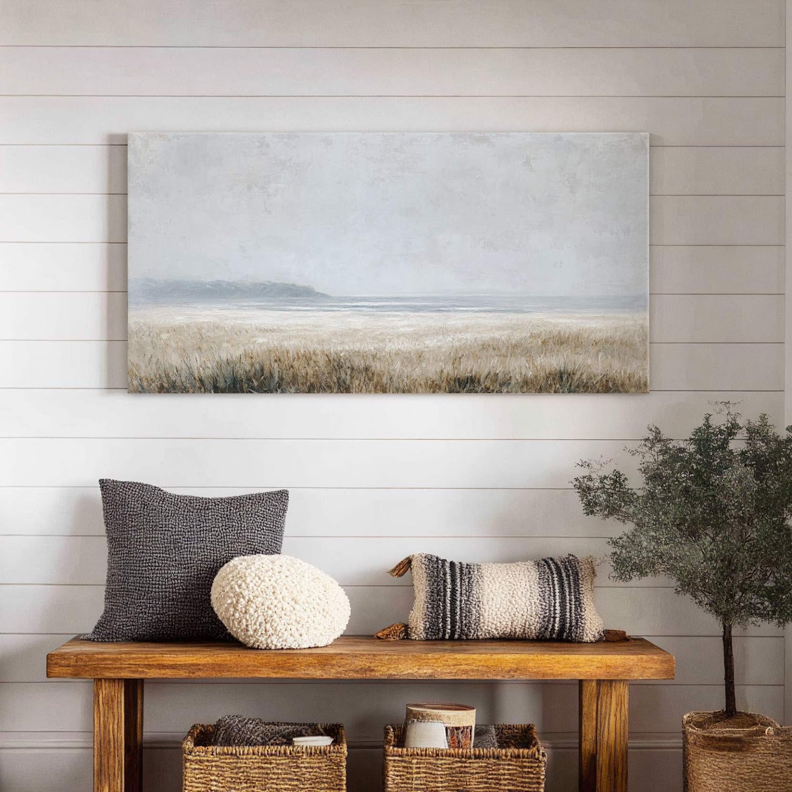 Canvas wall art in interior setting.
