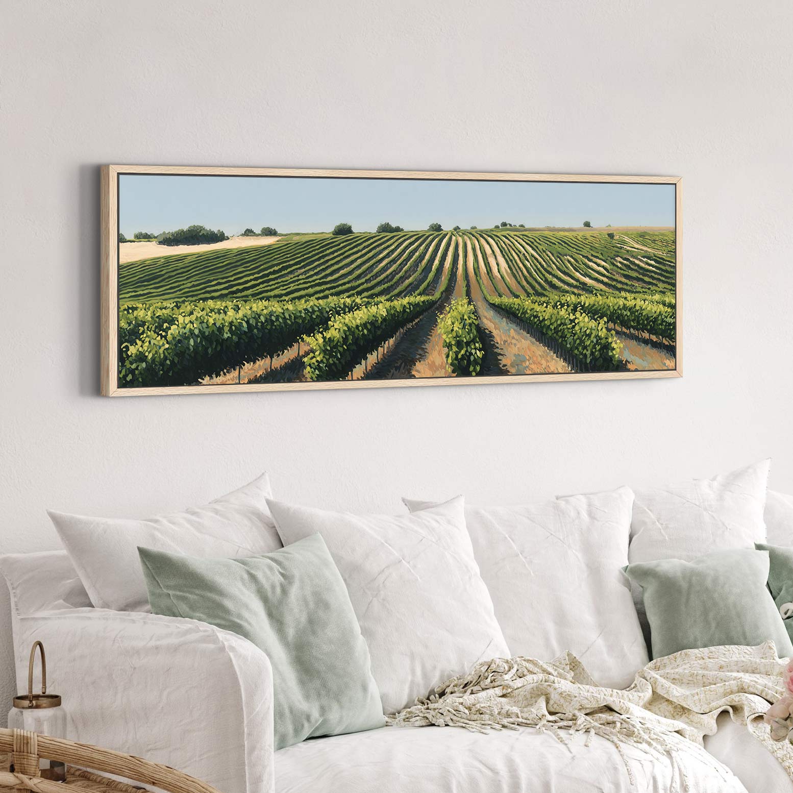 Canvas wall art in interior setting.