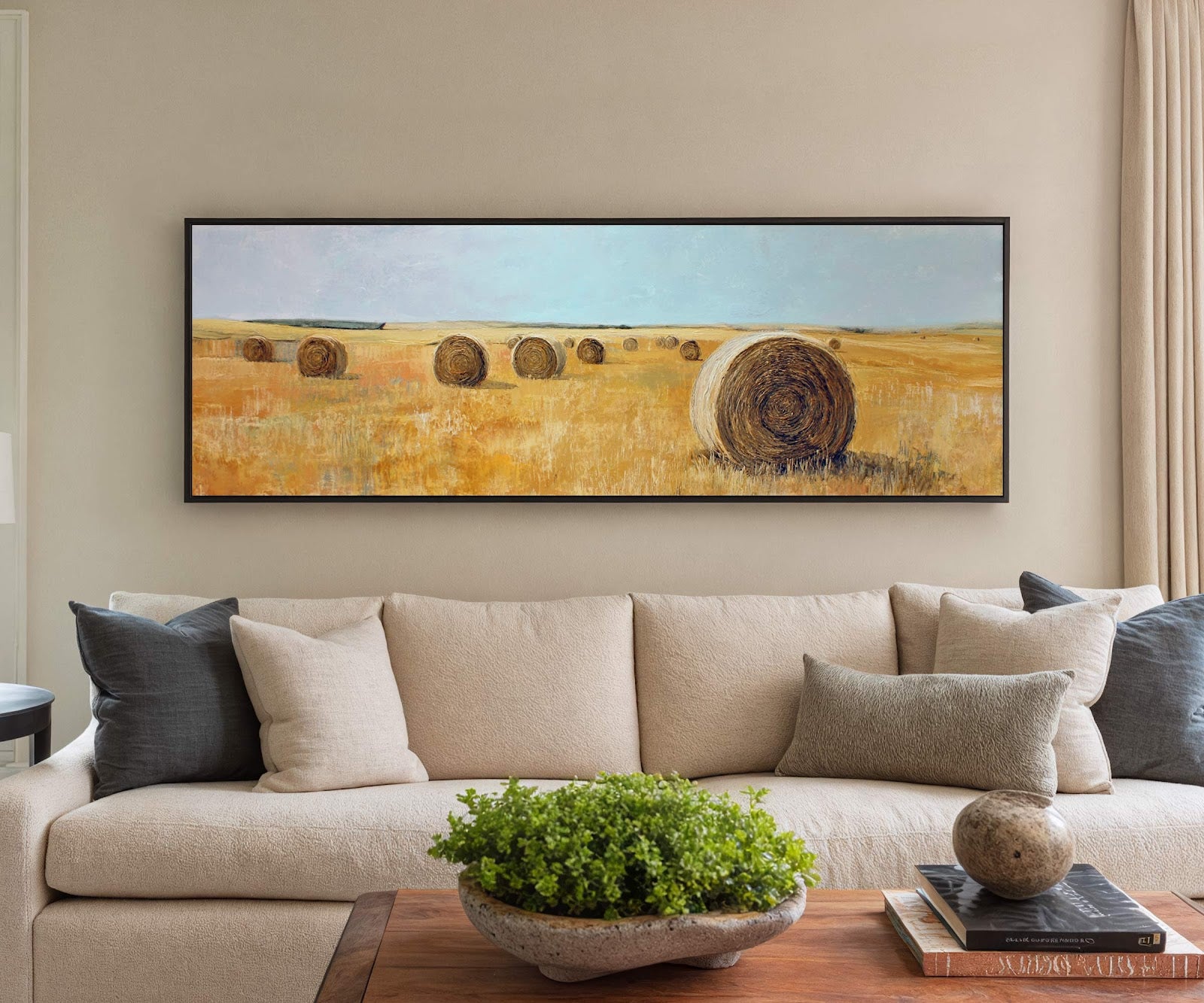 Canvas wall art in interior setting.