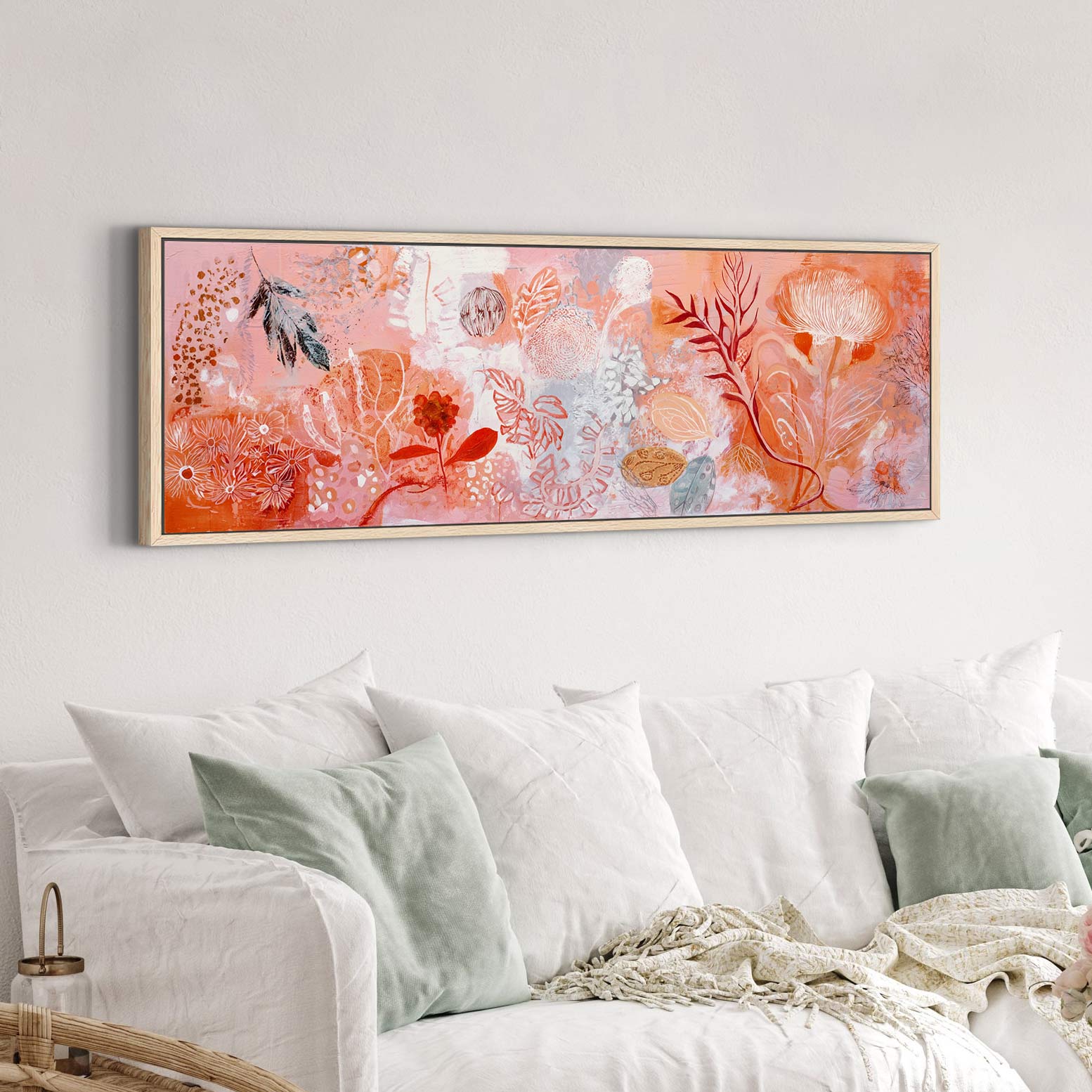 Canvas wall art in interior setting.