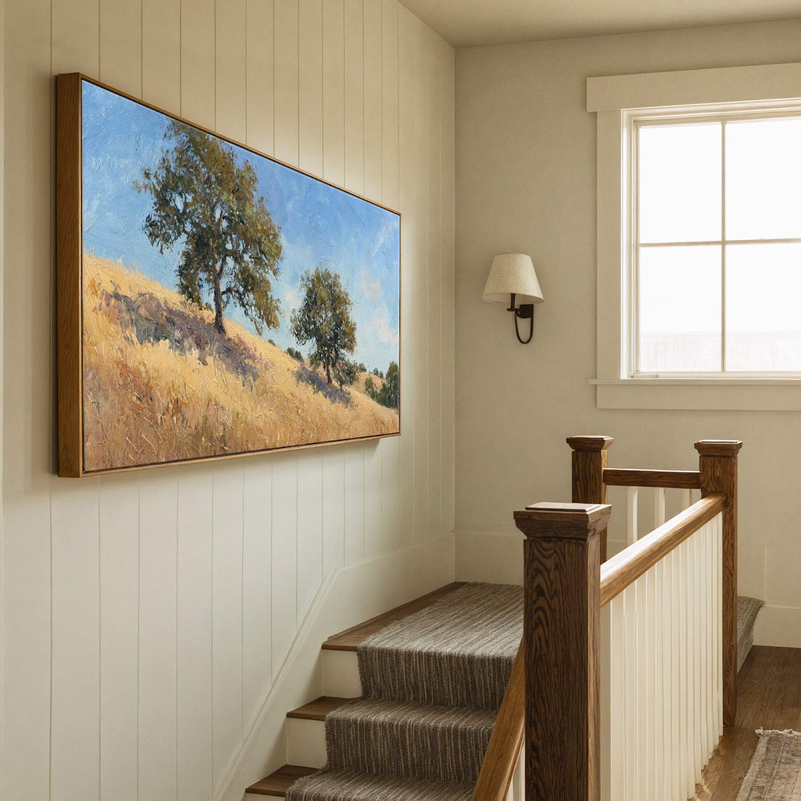 Canvas wall art in interior setting.