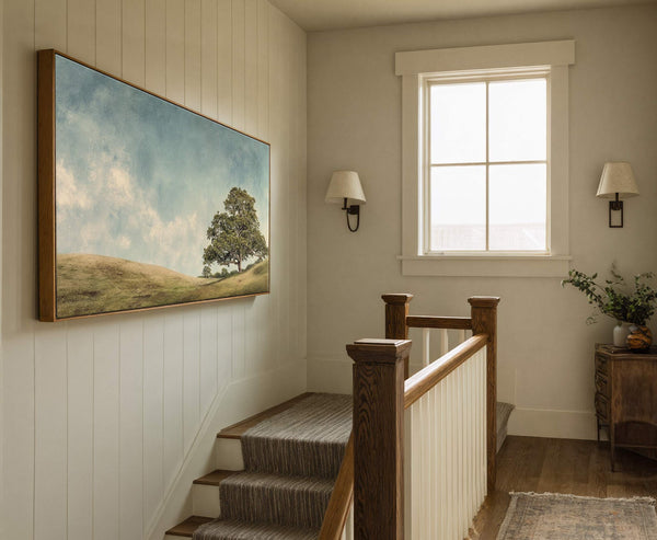 Canvas wall art in interior setting.