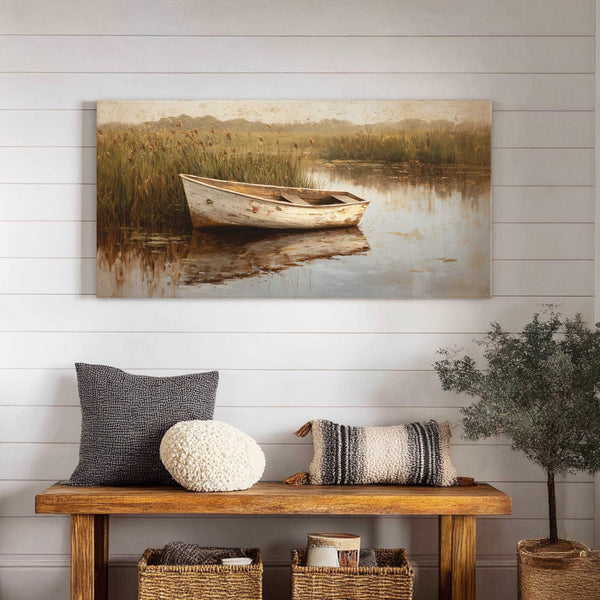 Canvas wall art in interior setting.