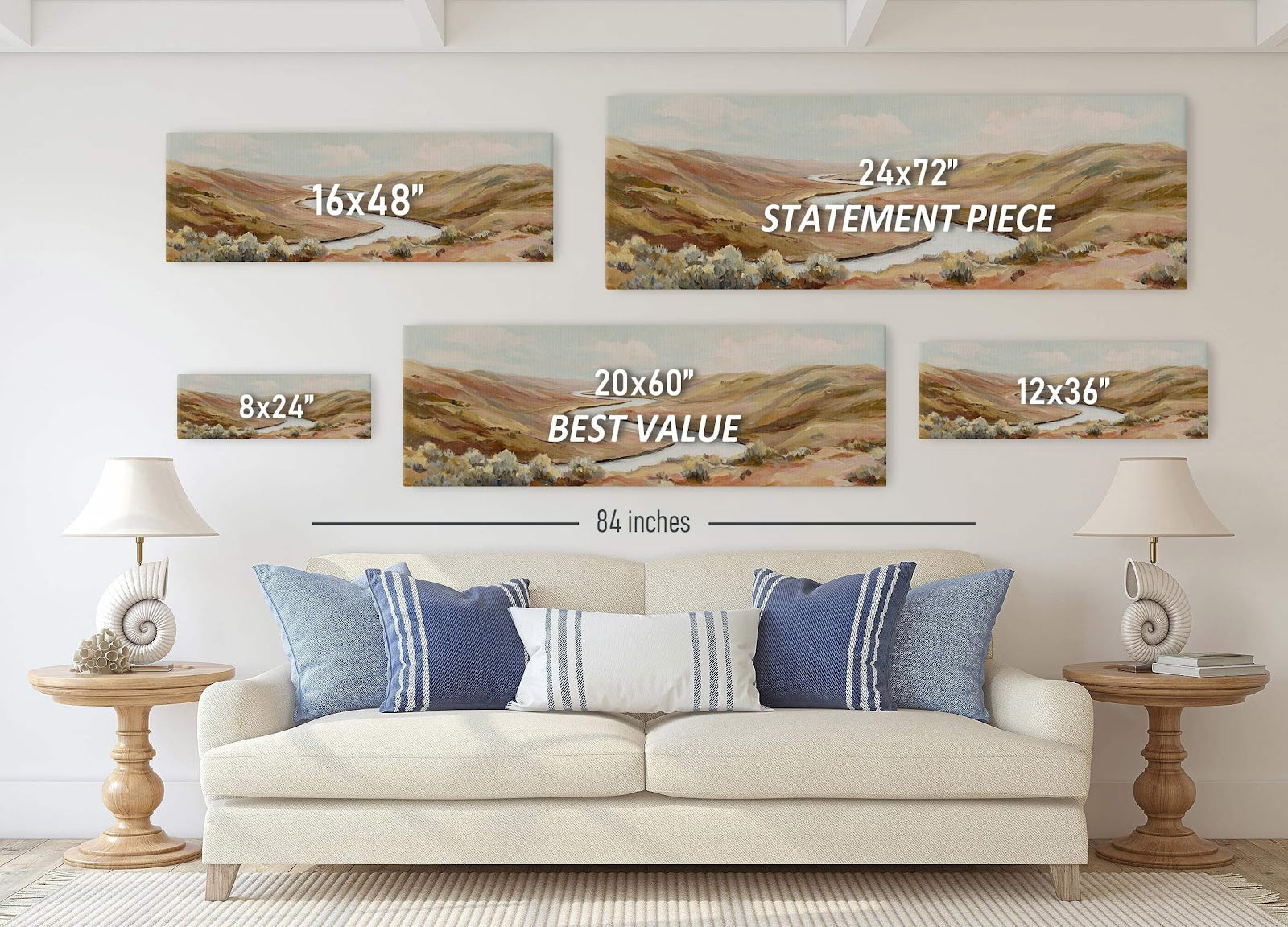 Canvas wall art in interior setting.