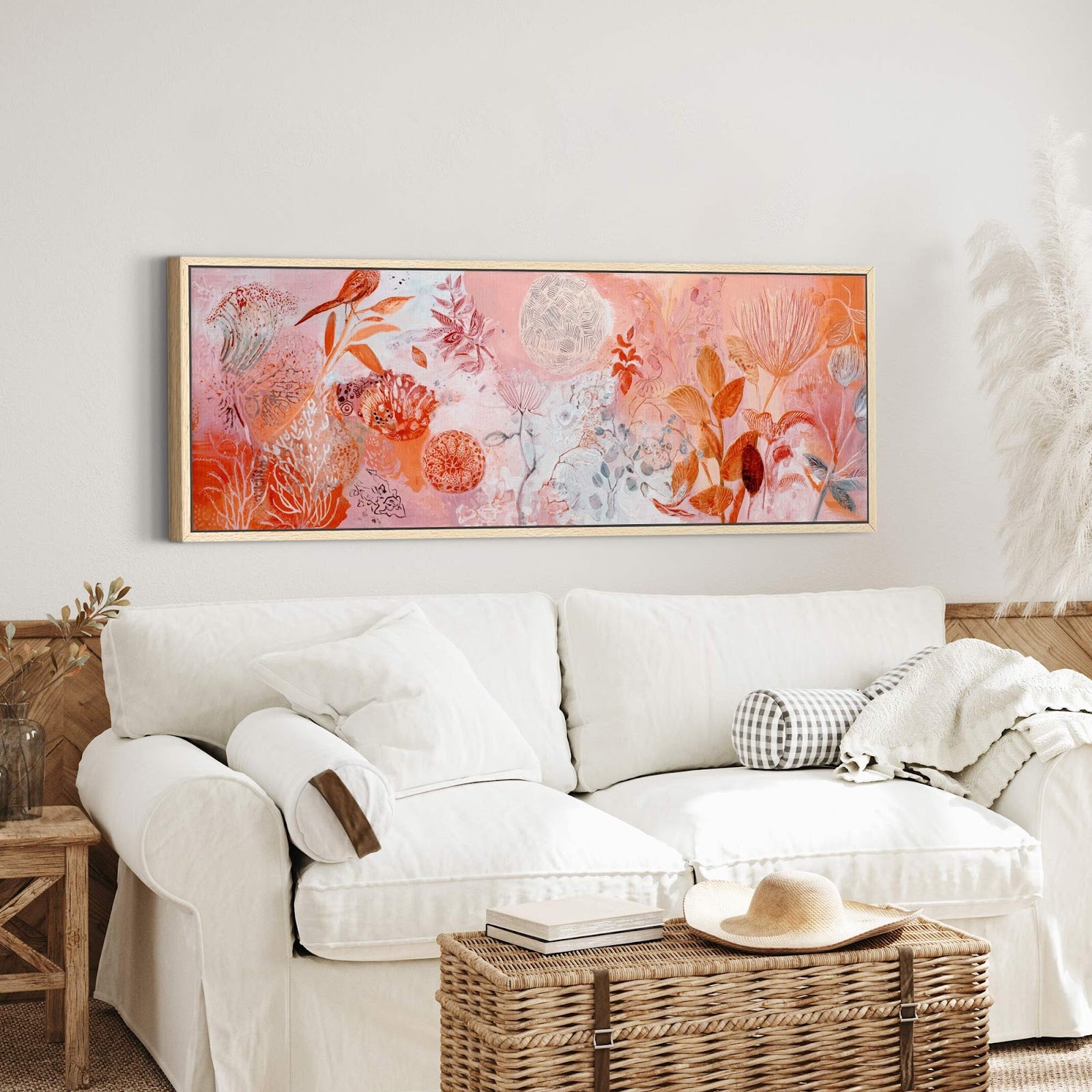 Canvas wall art in interior setting.