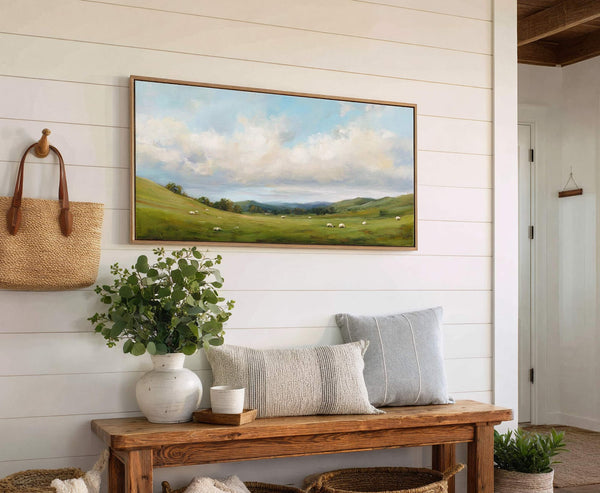 Canvas wall art in interior setting.