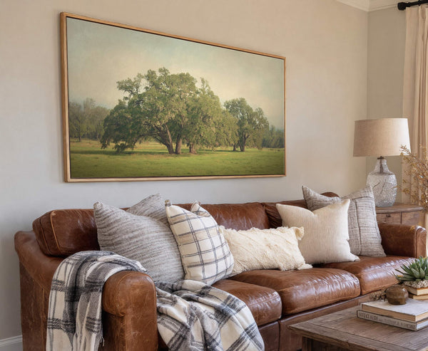 Canvas wall art in interior setting.