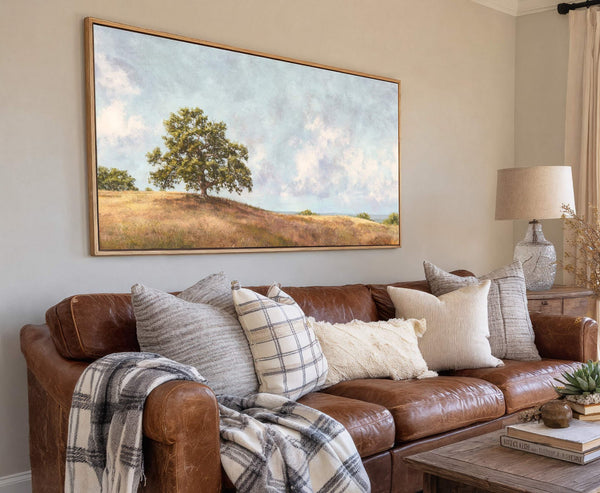 Canvas wall art in interior setting.