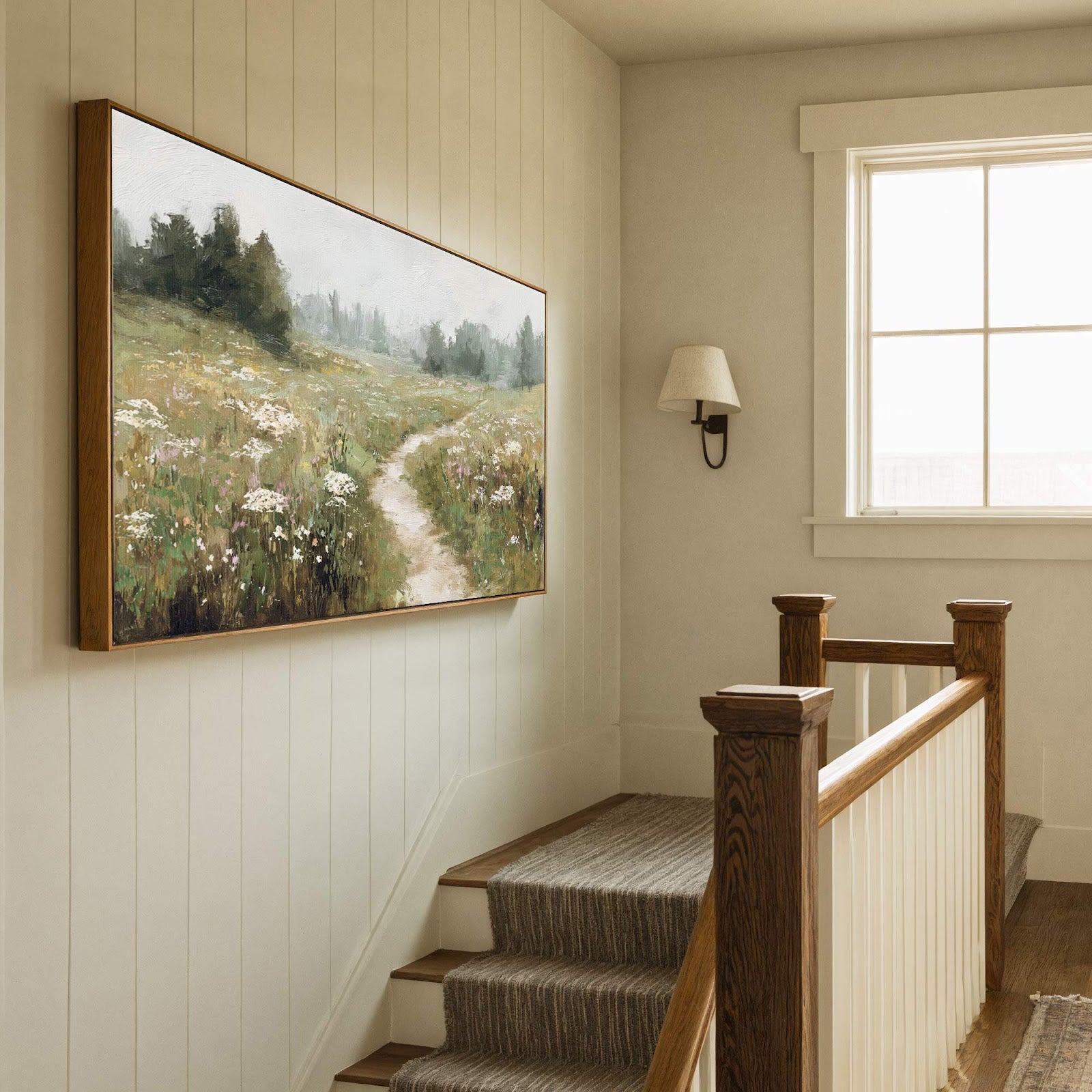 Canvas wall art in interior setting.