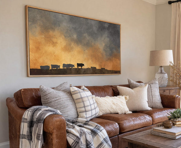 Canvas wall art in interior setting.