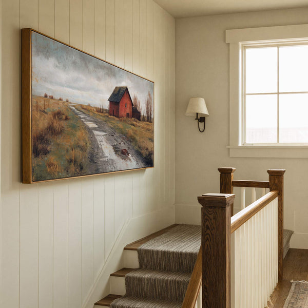 Canvas wall art in interior setting.