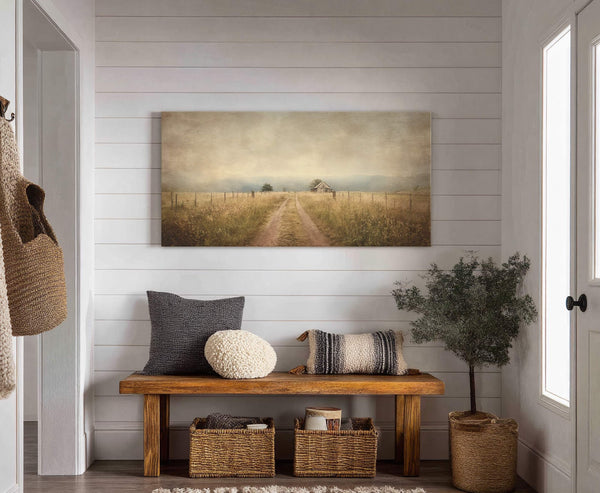 Canvas wall art in interior setting.