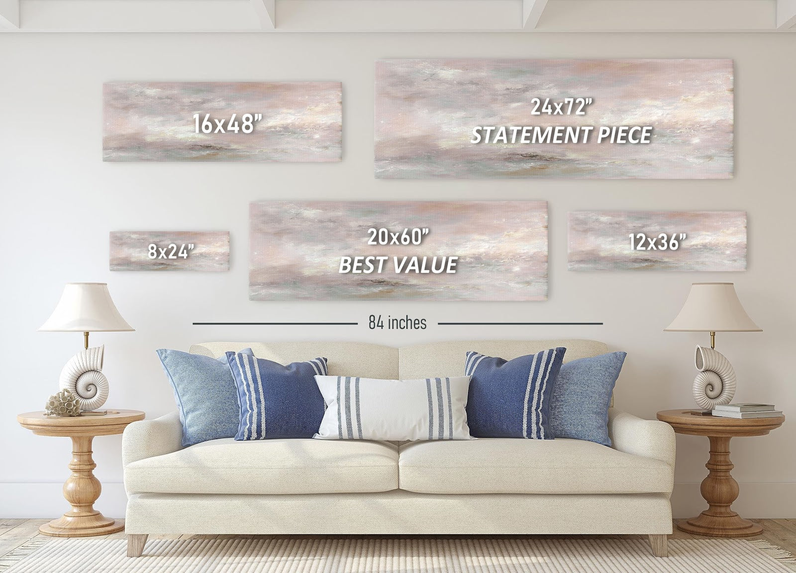 Canvas wall art in interior setting.