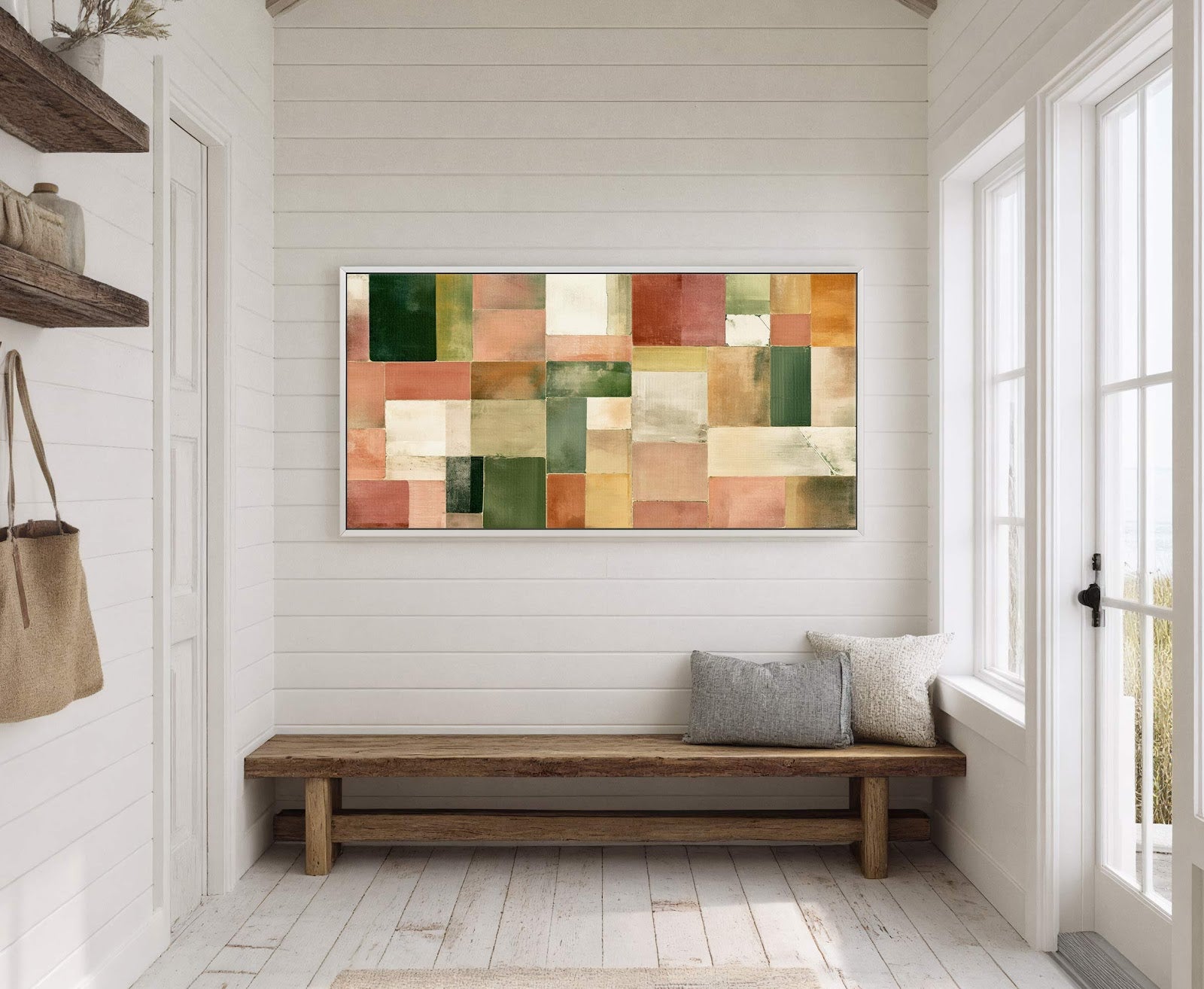 Canvas wall art in interior setting.