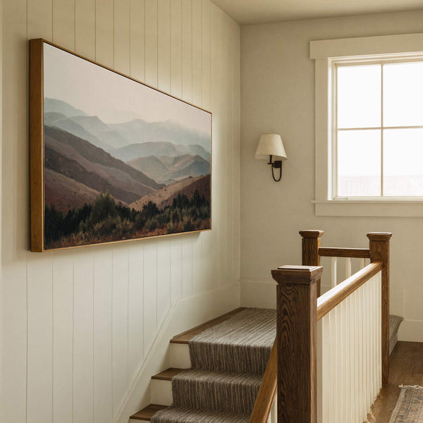 Canvas wall art in interior setting.